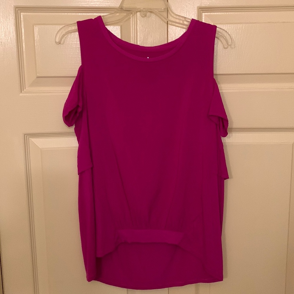 Juicy Couture Hot Pink light-weight tank with cold shoulder and hi-low hem